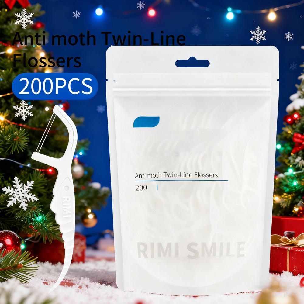 

Double Line Dental Floss Stick, Disposable, Flossers for Festive Season, Oral Care, 200Pcs