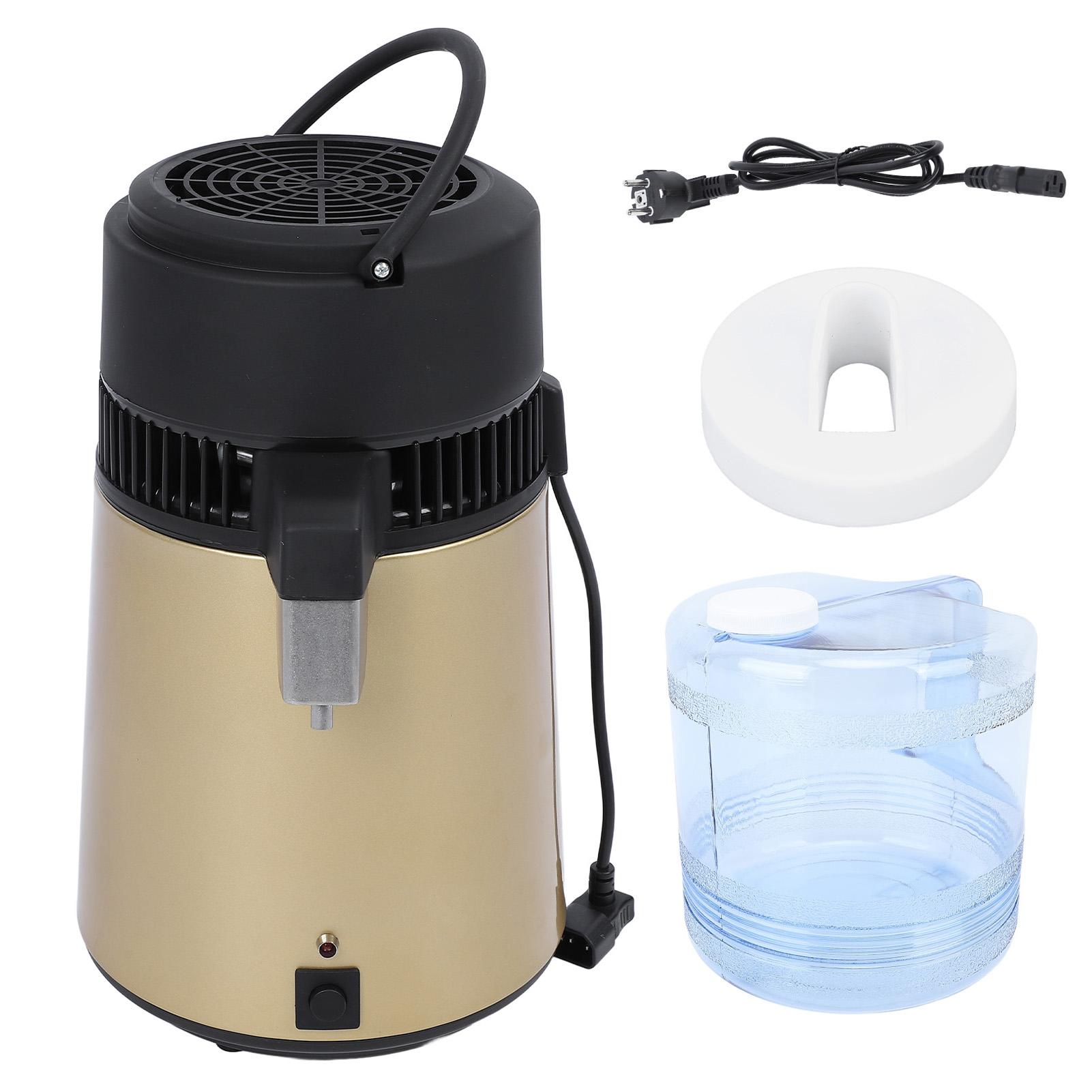 

Производитель дистиллированной воды, 4 л, 750 Вт, золотой автоматический настольный дистиллятор с одной кнопкой, с синей бутылкой EU Plug 220V