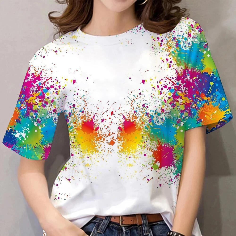 Women's Rainbow Graffiti Pattern Women's T-shirt Summer