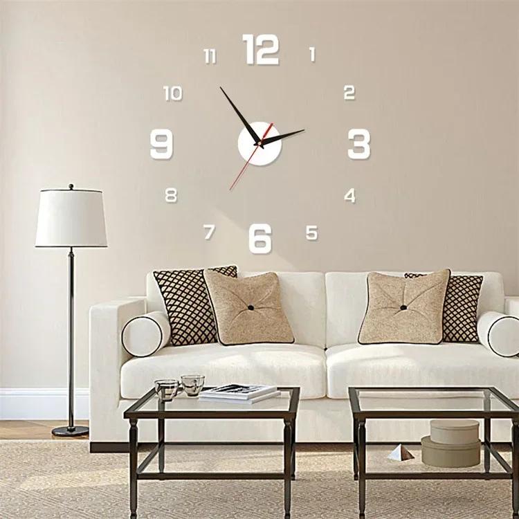 New 3D Acrylic Mirror Wall Clock Sticker for 40CM Fashion DIY Quartz Clocks Watch Home Decoration Living Room Stickers