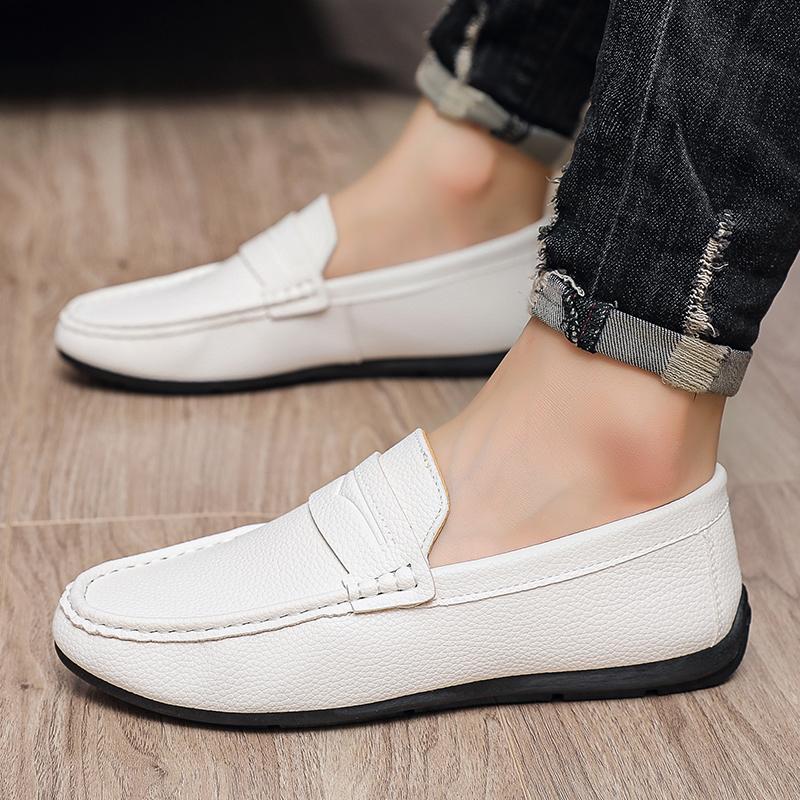 

Fashion Loafers Summer Casual Breathable Comfy Moccasins Casual Shoes Men Driving Flat Casual Style Trendy Fashion Outdoor Lazy Loafers 39 белый