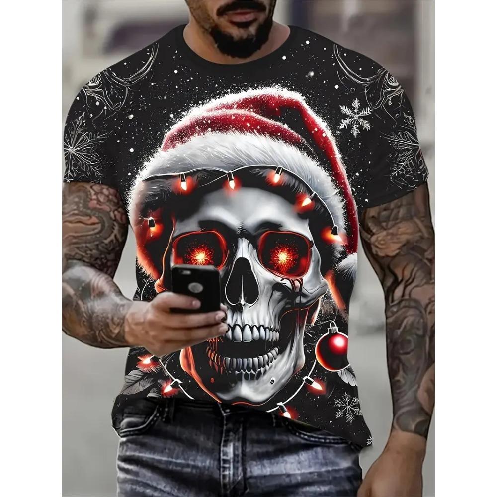 Pánské 3D celoplošné vánoční tričko Slavnostní novoroční vtipná grafika Santa Clause Tričko s krátkým rukávem Pánské oblečení