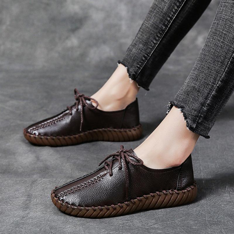 fashion Summer Loafers Women's Casual Lace Up Shoes Moccasins Soft Sole Ladies Footwear Women Flats Shoes Female All-match Beanie Shoes