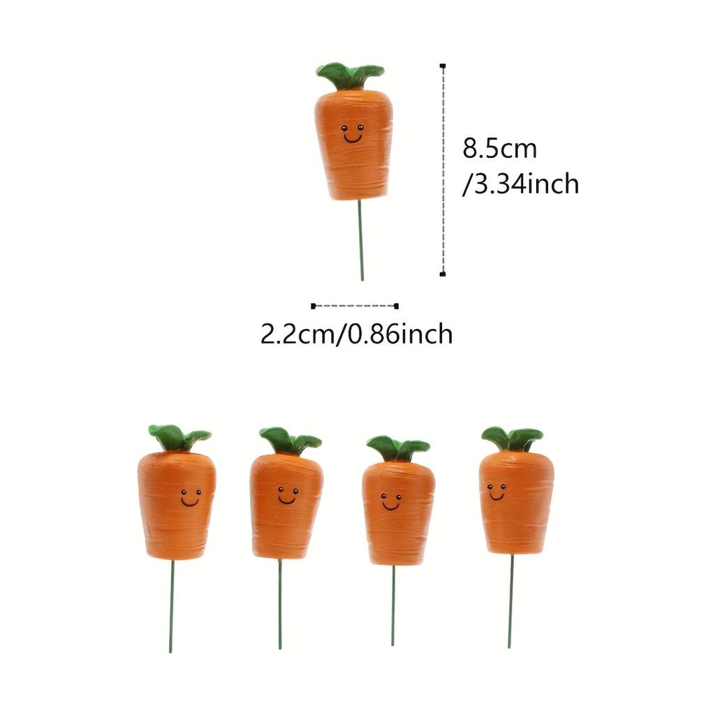5pcs Carrot Statues - Realistic Carrots Resin Decor, Tiny Vegetable Ornaments for Easter Gifts, Balcony & Planter Decorations
