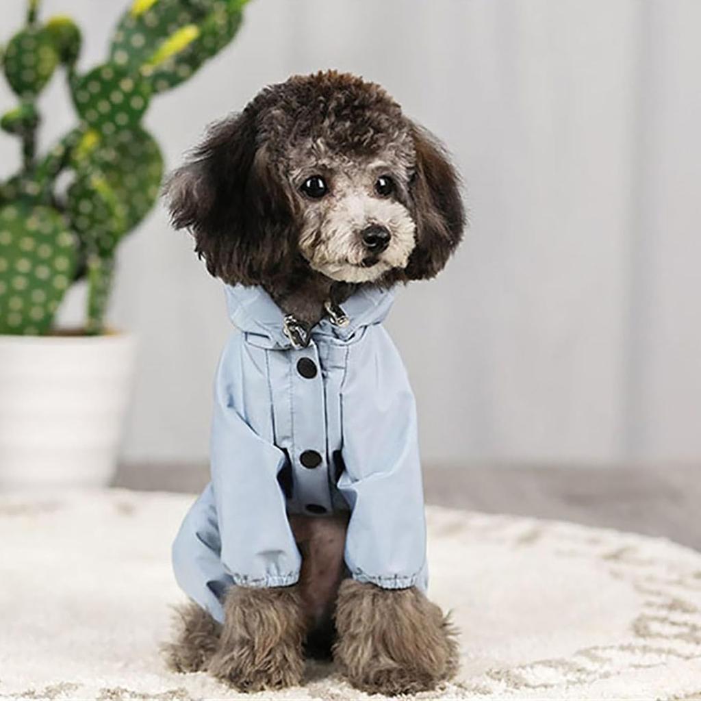 Dog Raincoat Lightweight Rain Poncho Hoodie Slicker With Leash Hole Rain Jacket for Small Medium Dogs