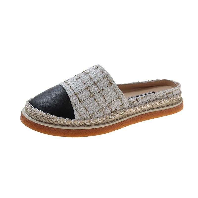 Baotou Halbschuhe Damen Fischer Schuhe Sommer tragen neu flachsohlig vielseitig Ein-Pedal Lazy Halbstütze Einzel Schuhe