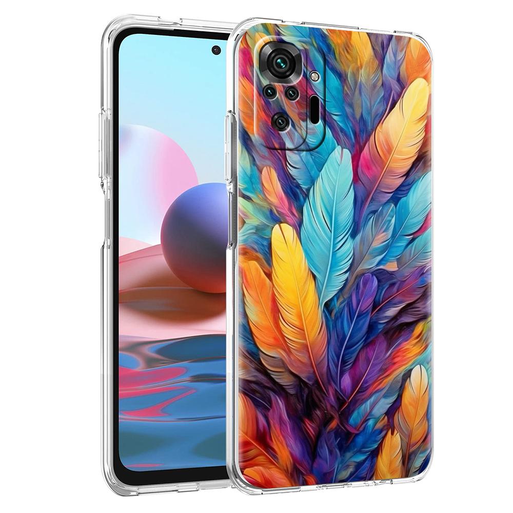 Transparent Phone Case for Redmi 13C 12C 10C Note 13 12 11 11T K40 Plus Pro 5G Soft TPU Shell Fashion Gradient Feather Pattern