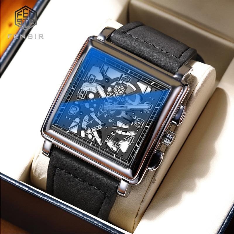 Cross-border Fenshi Men's square Dial Quartz Watch, Fashionable Mechanical Dial Business Fenshi Quartz Men's Watch Export