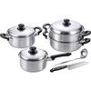 Wahei Freiz Tsubame-Sanjo Stainless Steel Kitchen Set E: Includes Saucepan, Stockpot, Two-tiered Steamer, and Knife. Perfect for Gifts, Presents,