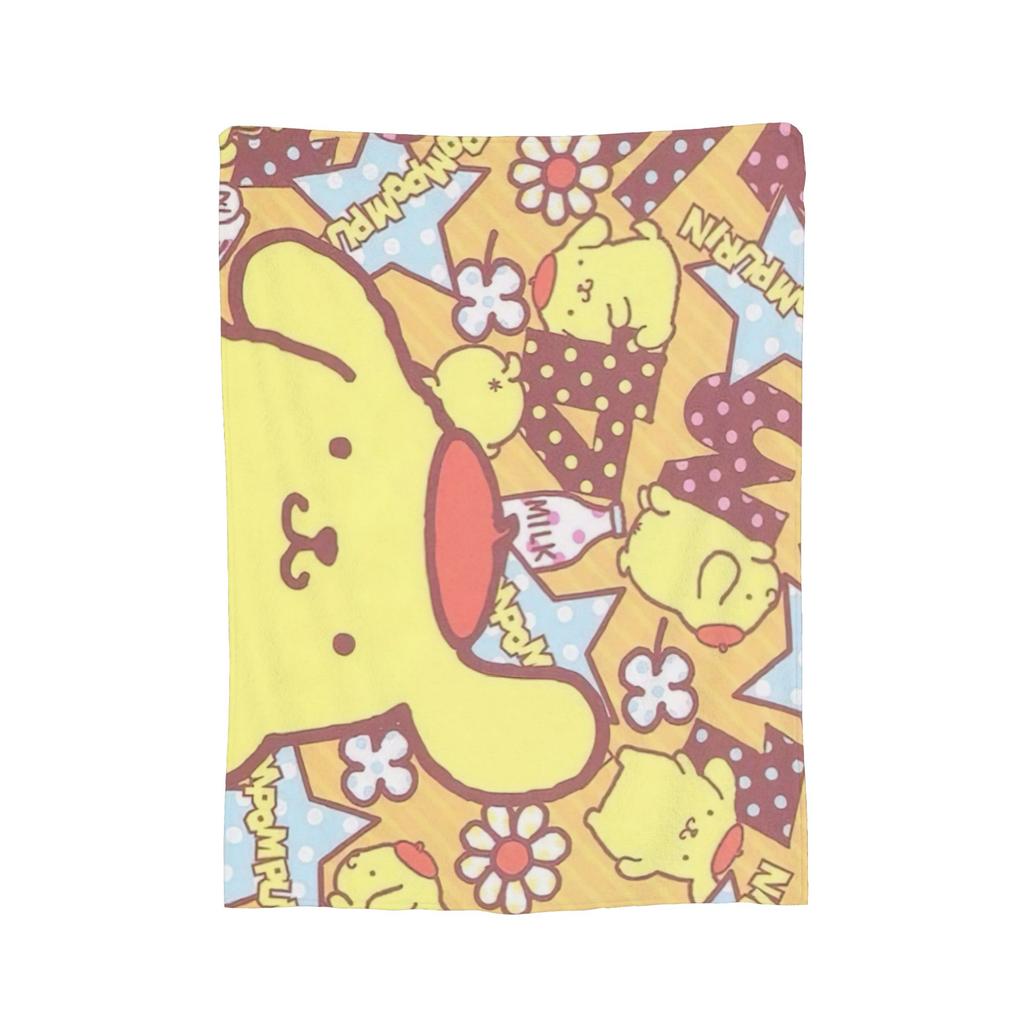 Cartoon Pom Pom Purin Plüschdecke Lustige Überwurfdecke für Zuhause Hotel Sofa 150*125cm Steppdecke,