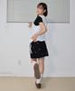 Ronron Ribbon Pattern Denim Short Skirt Deep Black