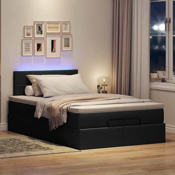 Maison Exclusive - Lit ottoman avec matelas noir 120x200 cm tissu