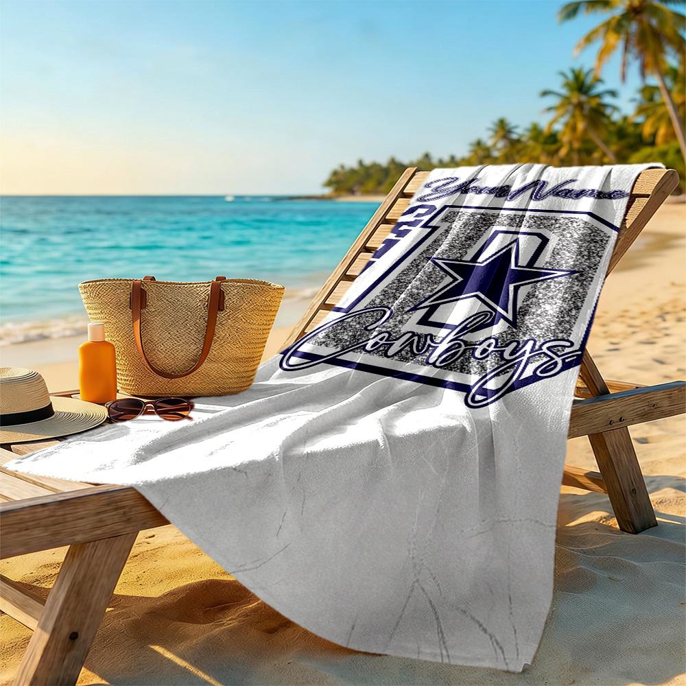 Dallas Customize Text Beach Towel Super Soft & Absorbent Ideal for Travel Outdoor Swim Pool Yoga Surf Camping Hiking Gym Gift Holiday
