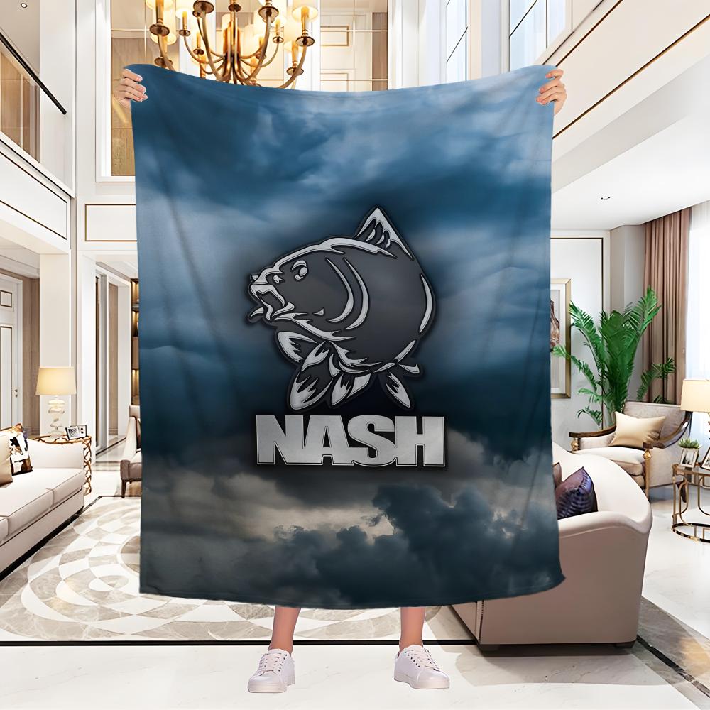 Nash Fishing Logo Decke Ästhetische Kunst Flanelldecke Tragbar Zuhause Reise Camping Sofa Picknick Verdickung Flanelldecke