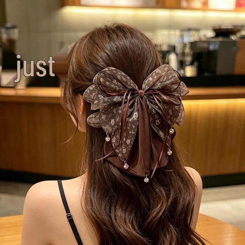 Handgemaakte Chiffon Bloemenstrik Paardenstaartclip voor Volume in het Haar
