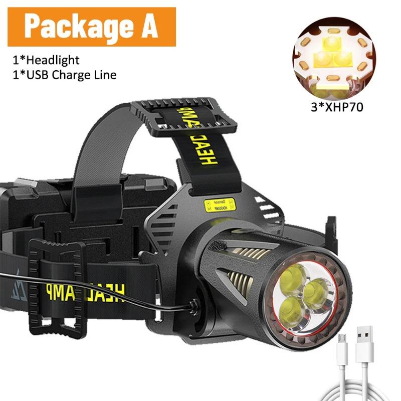 XHP360 High Power Fishing Headlamp USB Rechargeable LED Flashlights Camping Hiking Light Headlight Can Be Used As A Power Bank