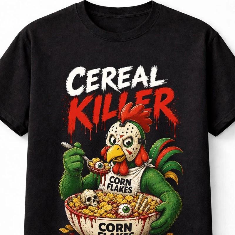 Cereal Killer Horror Chicken Corn Flakes Slasher Unisex TShirt S