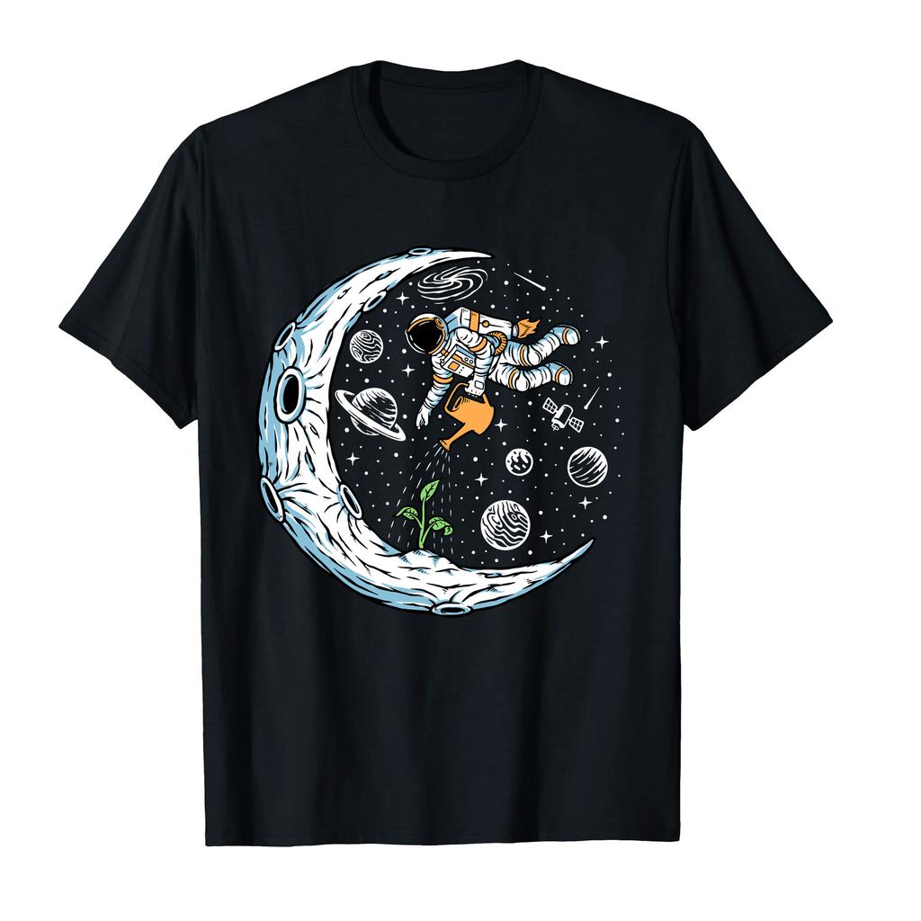 100 Cotton Astronaut Unicorn Planet Alien Space Moon For Men Women Black TShirt Graphic Harajuku Fashion Tee T Shirt XS5XL