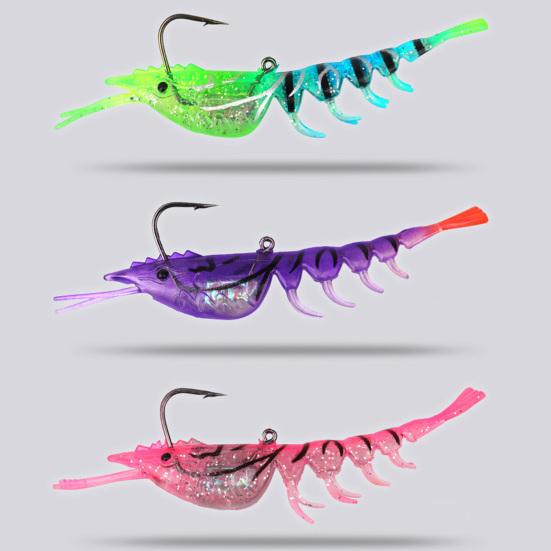 Bionischer weicher Garnelenköder Weicher Köder Realistisch aussehend Leuchtende Farbe Natürliche Schwimmhaltung Leuchtender künstlicher Köder