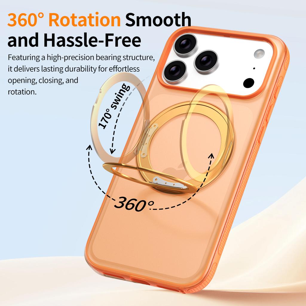Trendy Anti-Slip Phone Case For iPhone 16 17 Pro Max N52SH Strong Magnetic Stand Cover 360 Rotatable Strong Protection