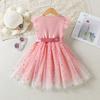Girls' Fashionable Star-Print Dress: Sweet Summer Tulle Princess Dress for Kids