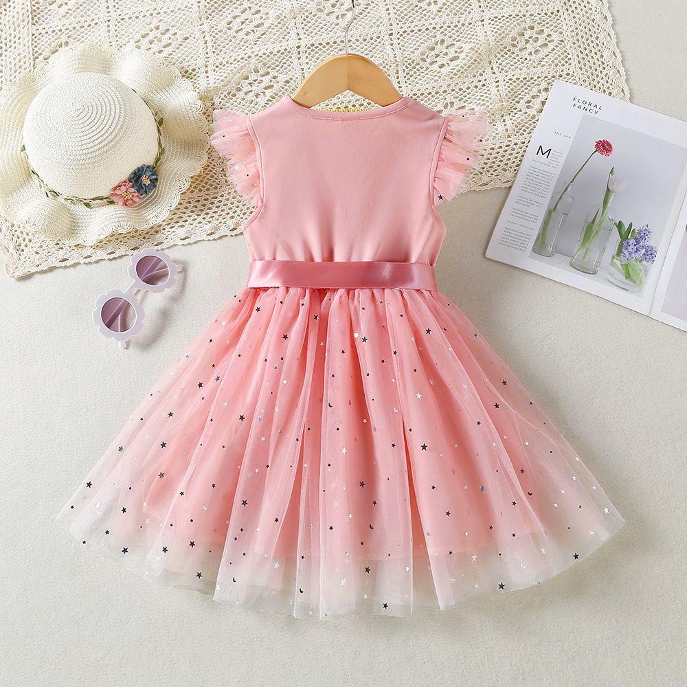 Girls' Fashionable Star-Print Dress: Sweet Summer Tulle Princess Dress for Kids