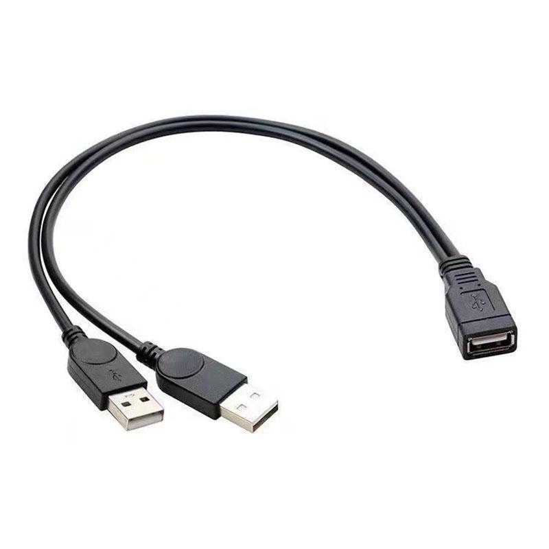 USB Cable Splitter Data Transfer Power Supply Cord 30CM USB2.0 Dual Female to Male Plug Wire Converter Charging Extension Line