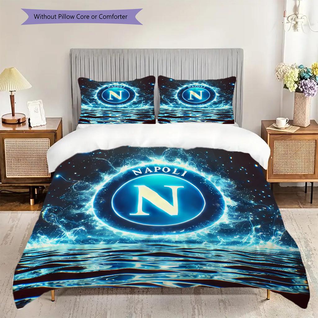 SSC Napoli Muster Bettwäsche Steppdecke Set Bettbezug Kissenbezug Heimdekoration Geburtstagsgeschenk (1 Bettbezug + 2 Kissenbezüge, ohne Füllung)