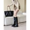 2025 new minimalist style round head inner height increase flat bottom tall tube thin boots fashion boots