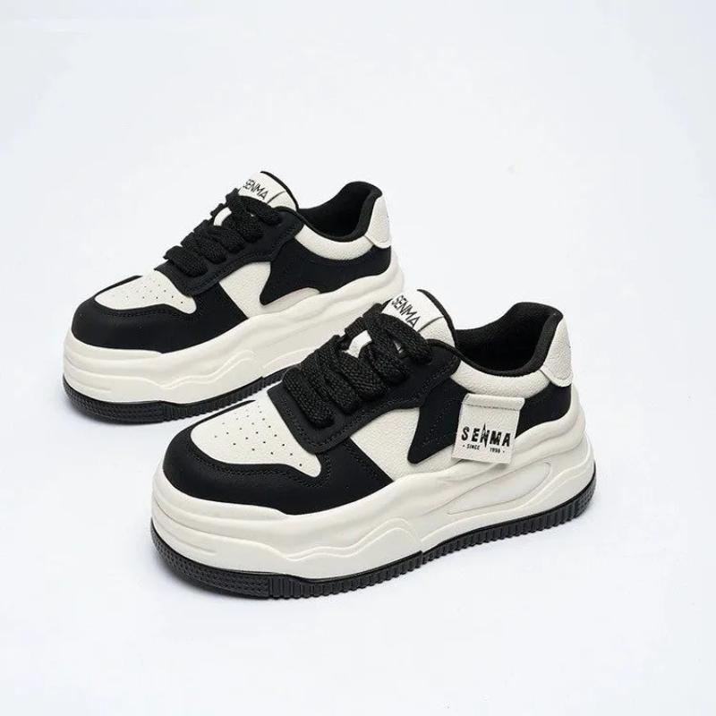 Women's New Simple Solid Color Designer Vulcanized Shoes  Spring Fashion Thick Sole Outdoor Shopping Office Sports Shoes