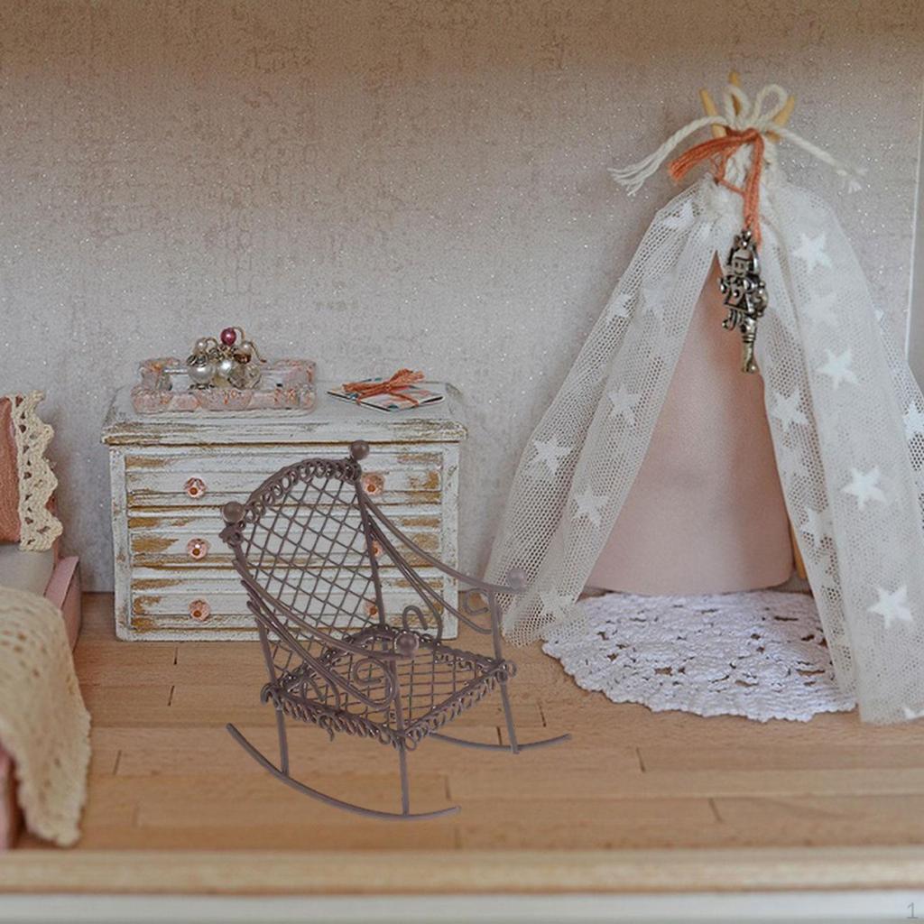 Puppenhaus Mini Schaukelstuhl Möbel für Feengarten