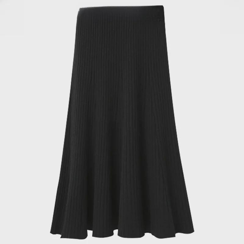 

Трикотажная плиссированная юбка с высокой талией в гонконгском стиле для женщин - облегающая, плотная, на осень/зиму 6XL чёрный