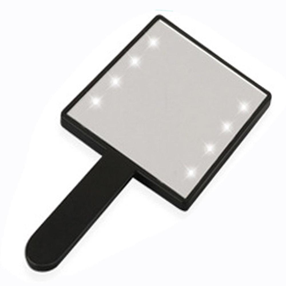 Portable Handheld LED Makeup Mirror - HD Square Mirror for Beauty Salon and Dormitory Use LED Handheld Makeup Mirror (Battery Version) чёрный