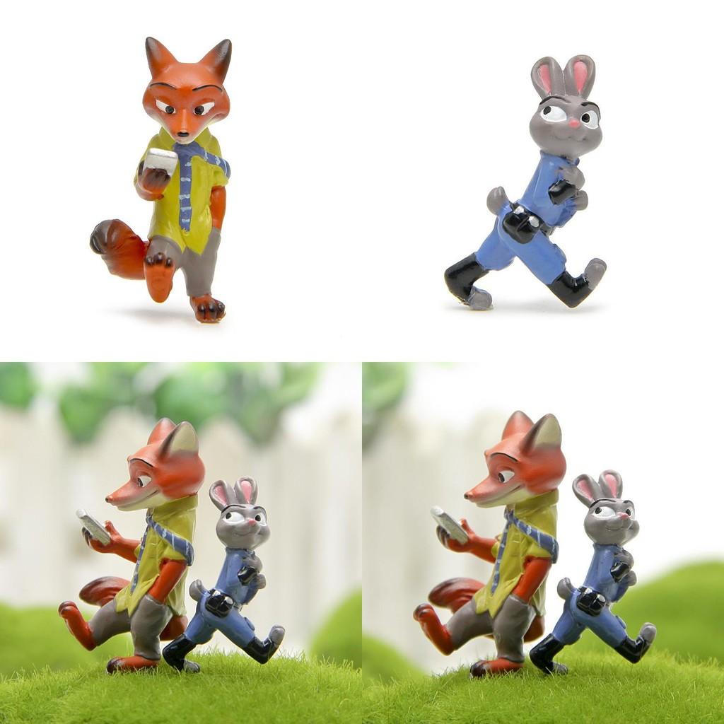 Zootopia Judy Nick Cartoon Rabbit Fox Mini Model For Collectors And Diy Micro Landscape Decor