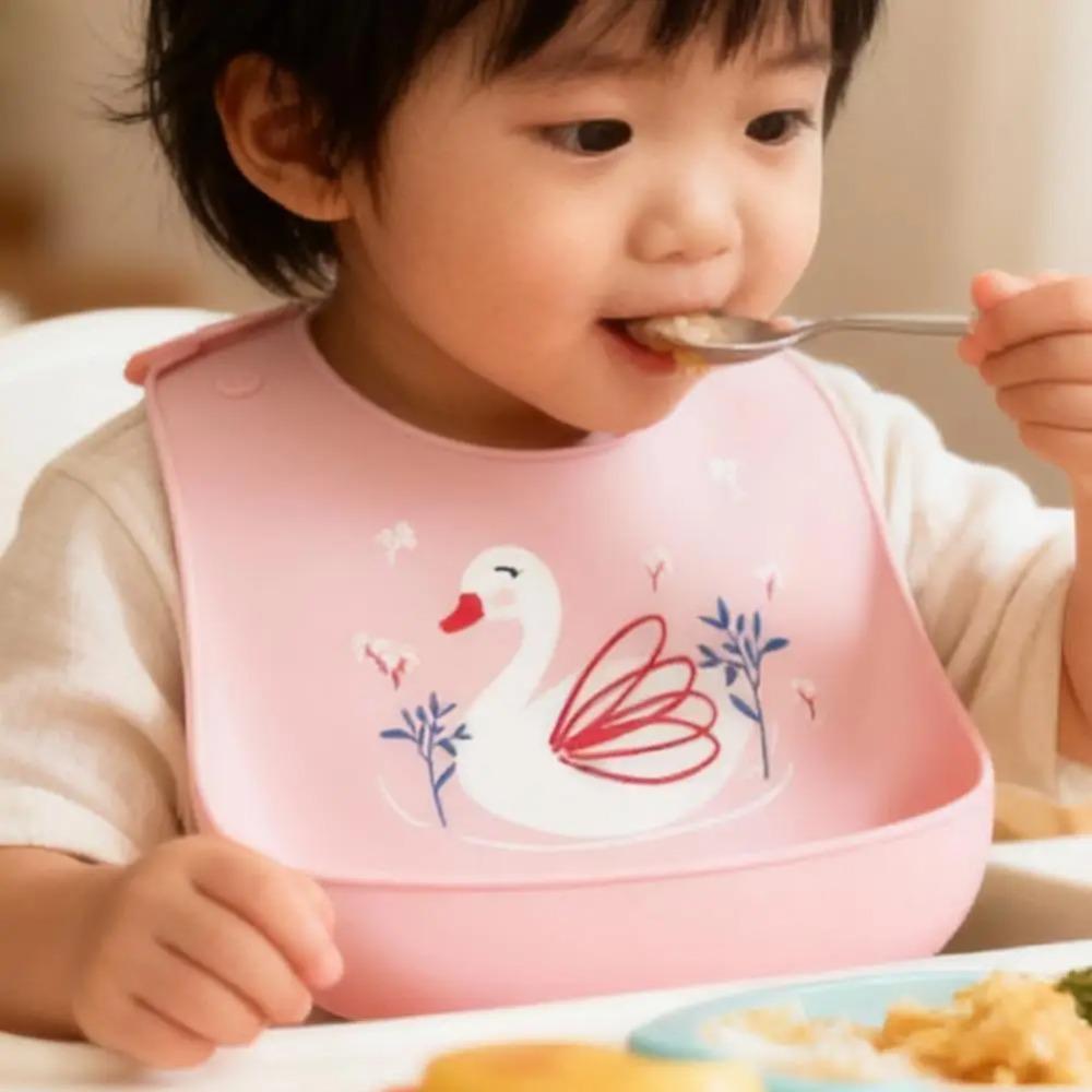 Cartoon Animal Hippopotamus Dinosaur Silicone Bib for Baby Infant Safe Waterproof Halter Feeding Burp Cloths Soft Drool Bag