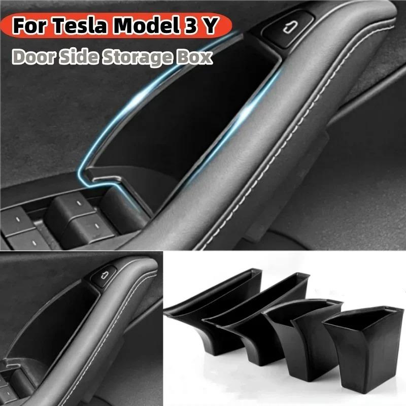 For Tesla Model Y Juniper Model 3 Highland Car Door Side Storage Box Armrest Phone Container Door Organizer Handle Pocket Tray