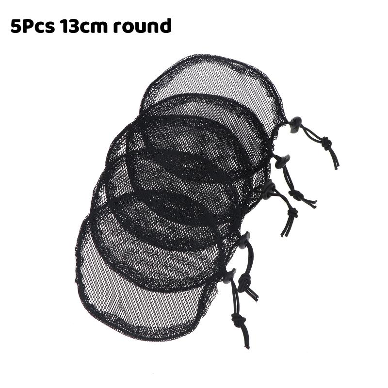 5Pcs Black Elastic Wig Net Breathable Mesh Hair Net With Adjustable Drawstring For Making Puff Bun Wig Tools Women Wig Nets