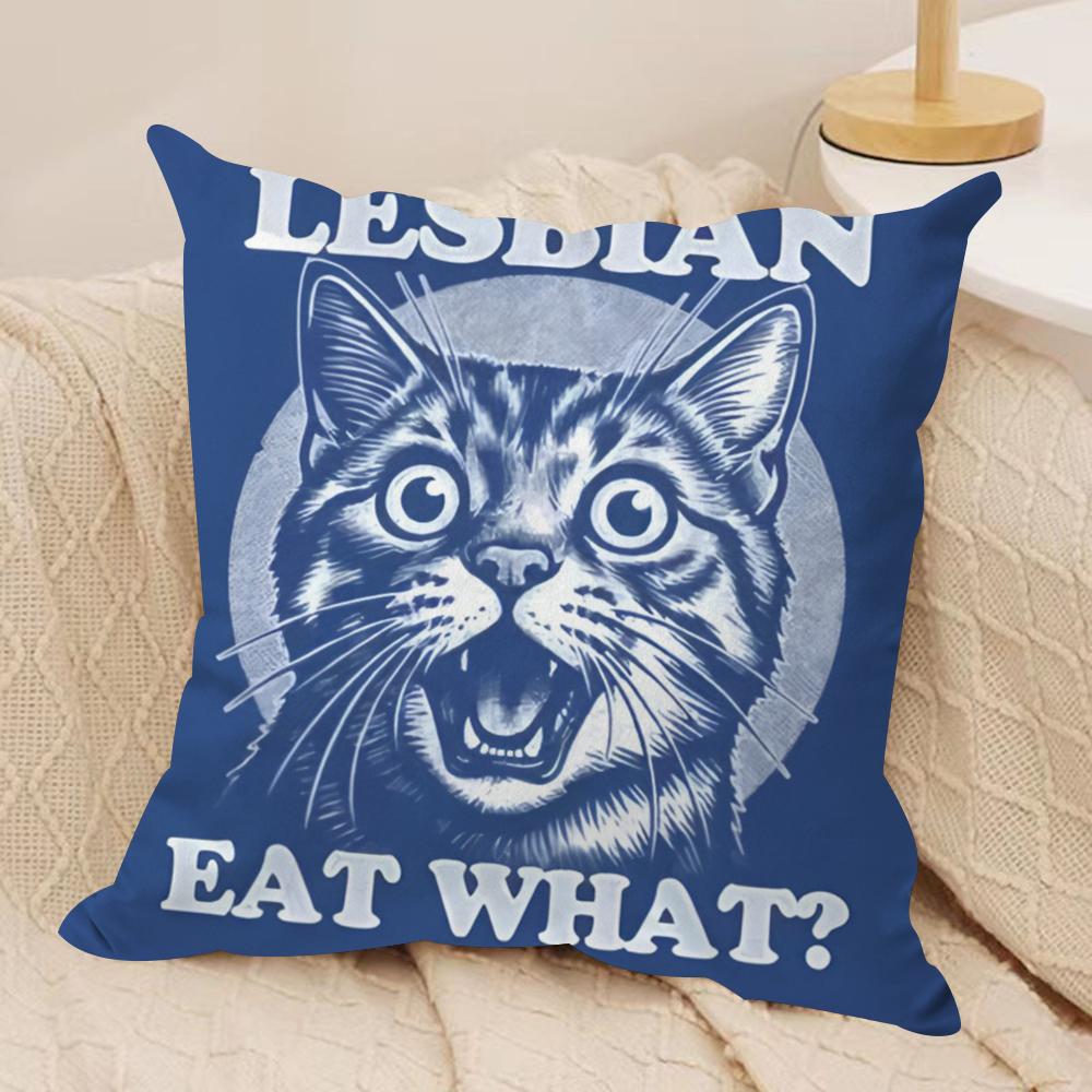 Funny lesbians eat what Cushion Cover Soft Plush Fabric DoubleSided Printed Cushion Covers for All Seasons Modern Home Decor