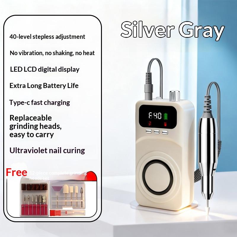 

2 In 1 Electric Nail Drill Kit With Uv Nail Light And Led Display, Professional Manicure Pedicure Polishing Tool For Home, Salon Sliver