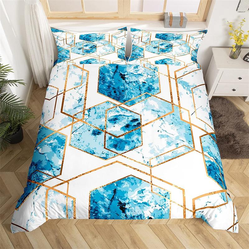 Honeycomb Duvet Cover Set Pink Geometry 3D Printed Bedding Set Polyester Cool Style Double Queen King Quilt Cover For Boys Adult