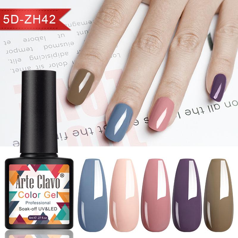 Arte Clavo 5pcs/set UV Gel Nail Polish 191 Colors Semi Permanent Soak Off Nails Art Painting UV LED Gel Varnish Nail Varnish 8ml
