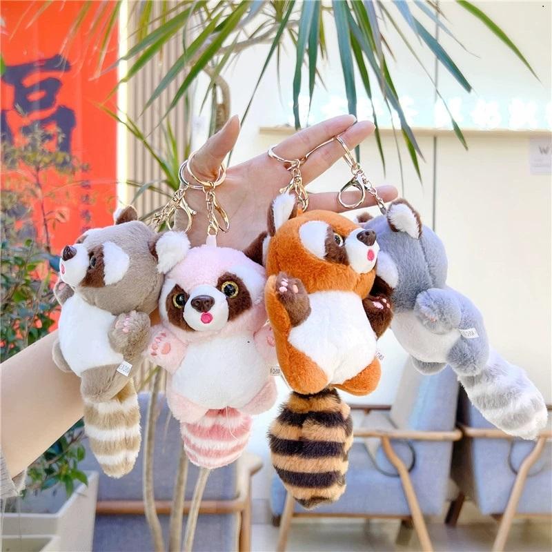 Niedlicher Cartoon Roter Panda Plüschtiere Anhänger Kleiner Waschbär Puppe Schlüsselanhänger Puppe Spielplatz Waschbär Stofftier Rucksack Dekoration Geschenke Kinder
