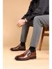 Men's Autumn/Winter Business Casual Leather Shoes with Lion Head Zipper – High & Low Top, Pointed Style