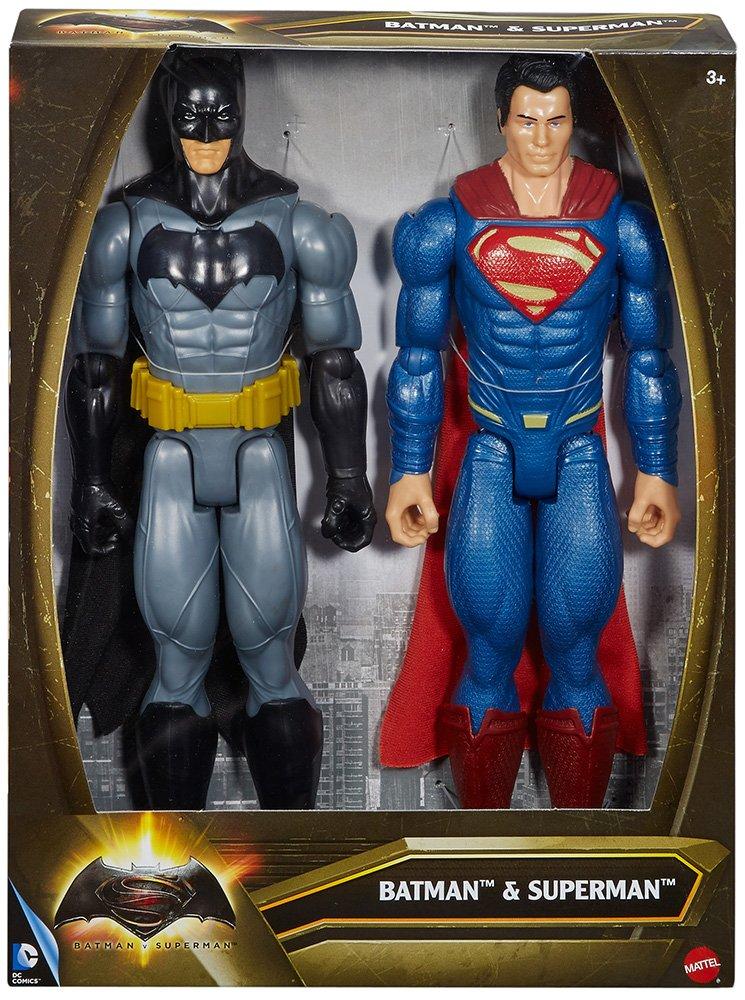 Mattel Batman v Dawn of Justice Basic Batman v Superman Tall Plastic Painted Action Figures Superman 2-Pack 12-inch