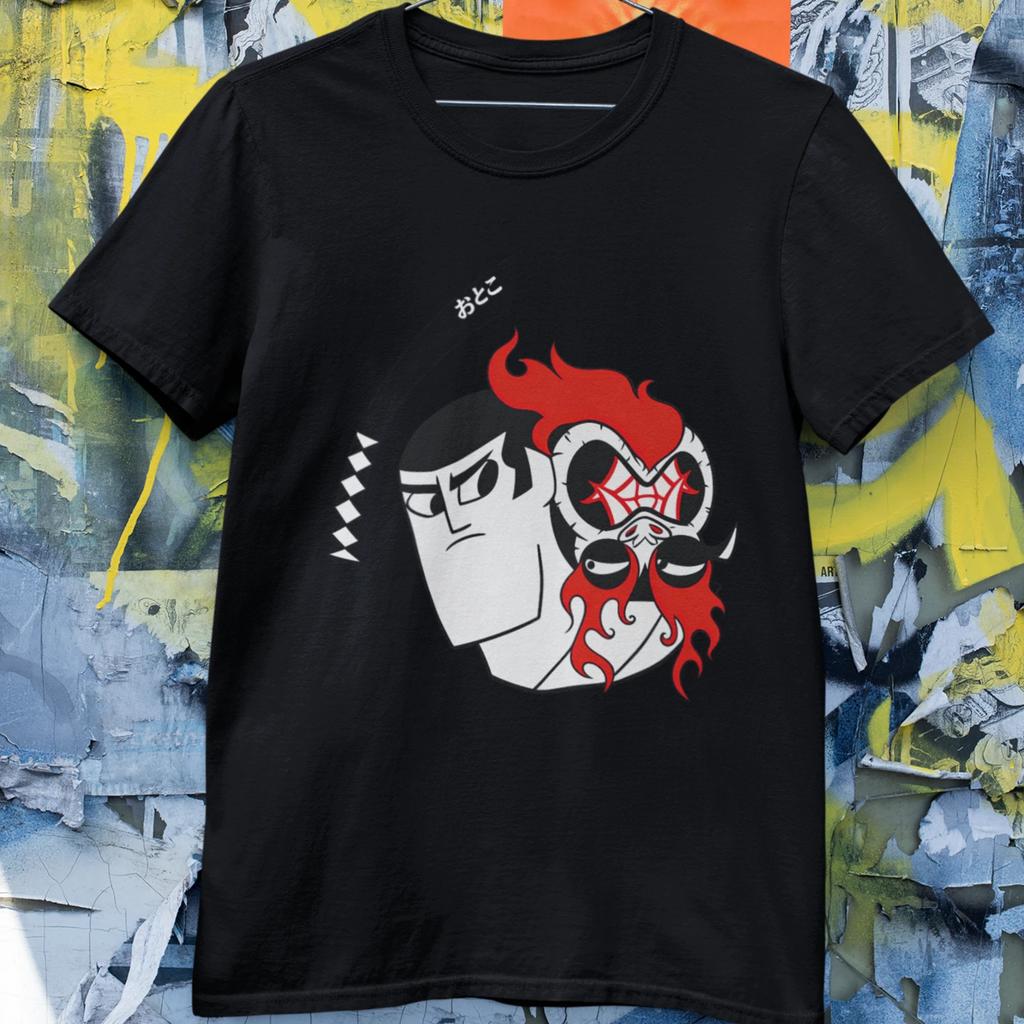 Samurai Oni Mask Graphic T-Shirt Japanese Katana Anime Streetwear Tee