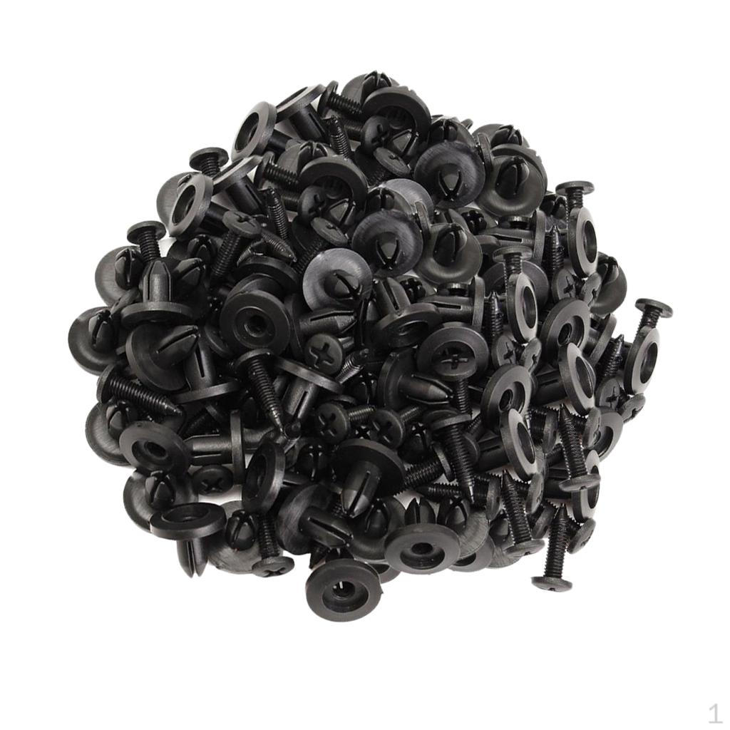 100x Car Bumper Clips Screws Push Type Fastener Rivets Set Black