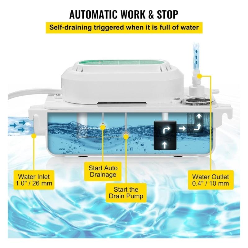 Automatic HVAC Lift Removal Drain Condensate Pump 100L/H With 0.6L Storage Capacity Condensate Pump Accessories