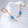 Blue Zircon Long Tassel Dangle Earrings Gold Color Women Personality Jewelry