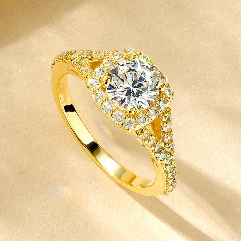 Rrjzz Classic Trendy 1CT CZ Simulated Diamond Engagement Rings Elegant 14k Gold Plated Women Ring Wedding Anniversary Jewellery 5