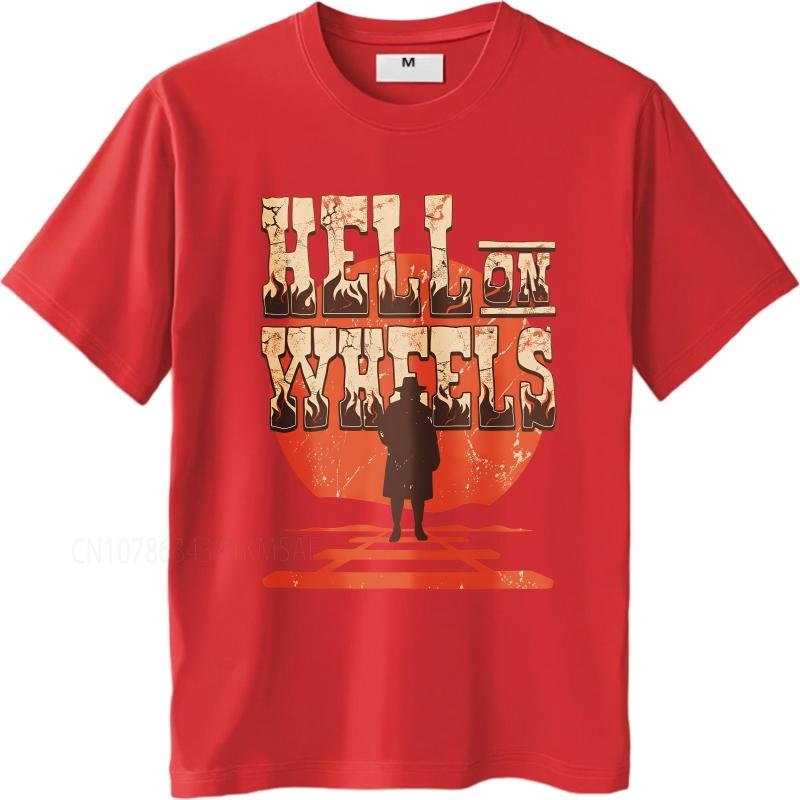 Brand summer For man tshirt Hell On Wheels Western Train Silhouette Short Sleeve Adult ONeck tops summer cotton men tshirt